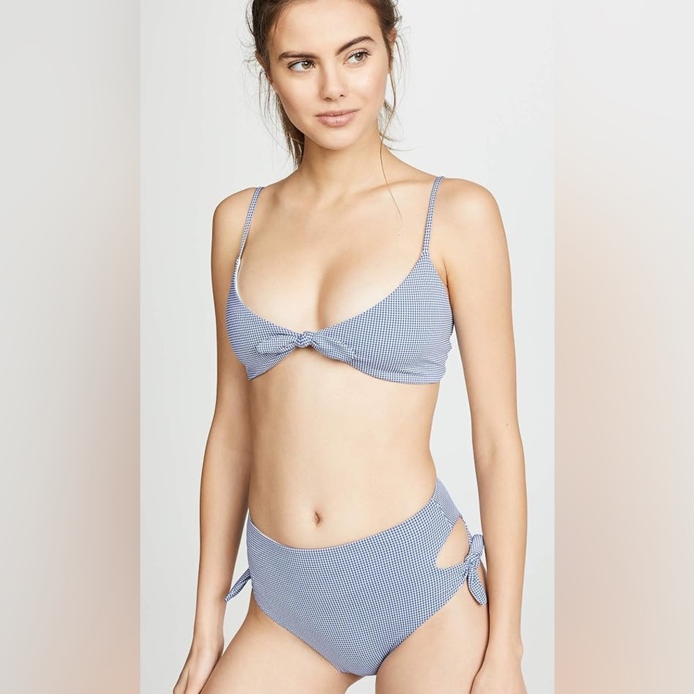 LSpace Women's Flashback Bikini Top, Midnight Blue and High Waisted Bottoms